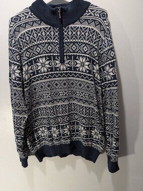 L.L. Bean Mens Cashmere Blend 1/4 Zip Sweater Size L Navy Blue